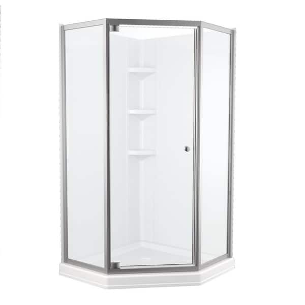 Delta Foundations 38 in. L x 38 in. W x 74 in. H Center Drain Corner Shower Stall Kit
