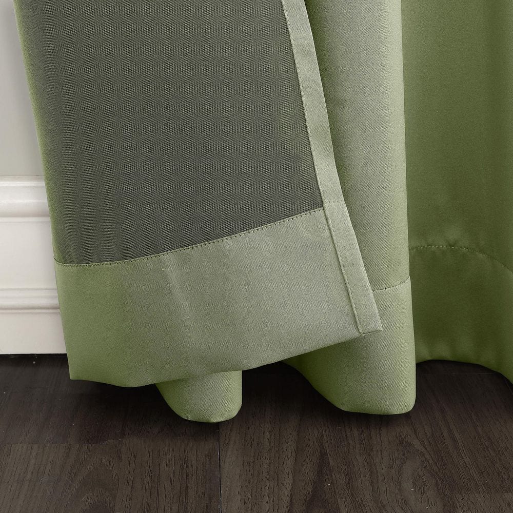 Sage Green Room-Darkening Polyester Grommet Curtain Panel, 54" x 108"
