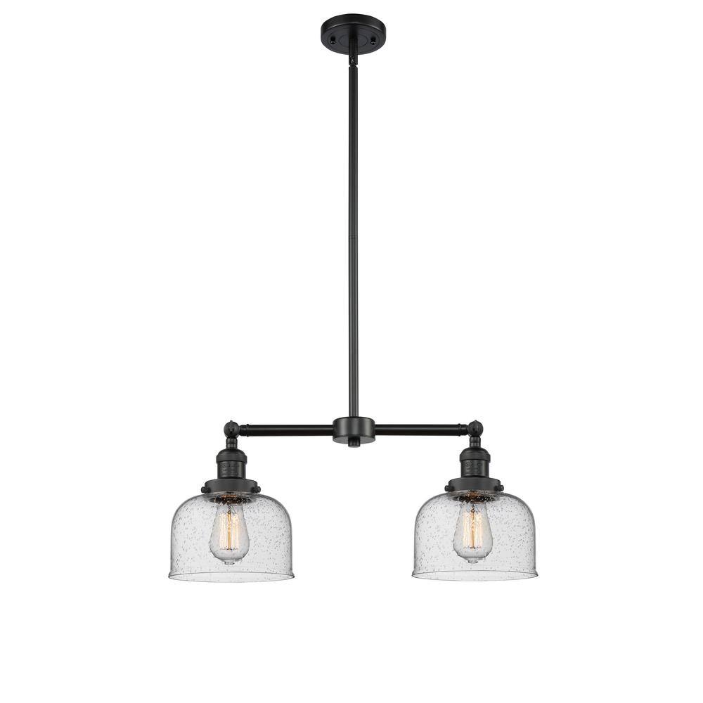 Bell 60-Watt 2-Light Matte Black Shaded Pendant Light with Seeded Glass Seeded Glass Shade price history on PriceWatchPro