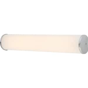 Large 1-Light Chrome LED Indoor/Outdoor Bath/Vanity Bar Light/Wall Mount Sconce with White Acrylic Diffuser Tube