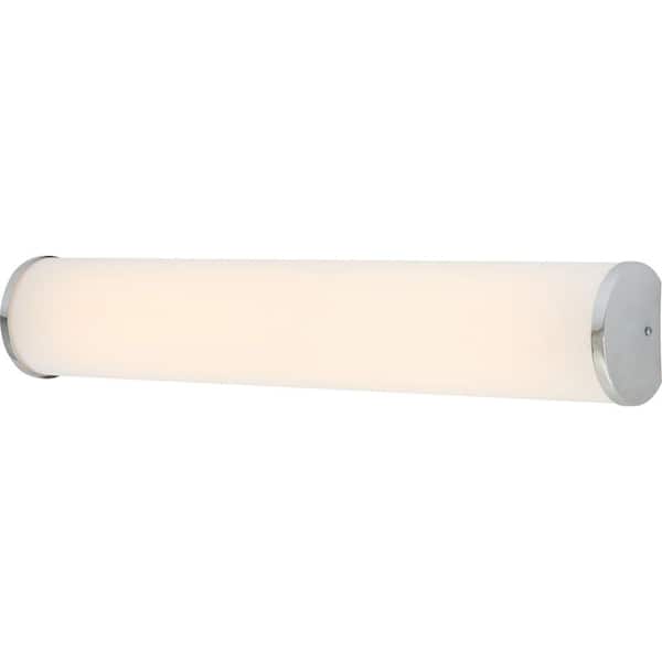 Volume Lighting Large 1-Light Chrome LED Indoor/Outdoor Bath/Vanity Bar Light/Wall Mount Sconce with White Acrylic Diffuser Tube