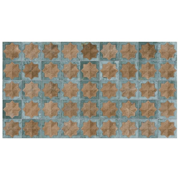 Merola Tile Tetuan Astre Terra Aqua 12-1/8 in. x 21-7/8 in. Porcelain Wall Tile (13.02 sq. ft./Case)