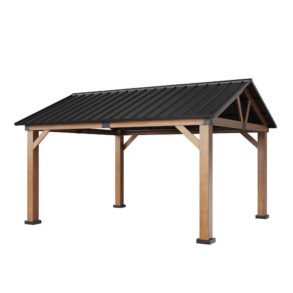 Clihome 10 ft. x 12 ft. Wood Grain Galvanized Steel Roof