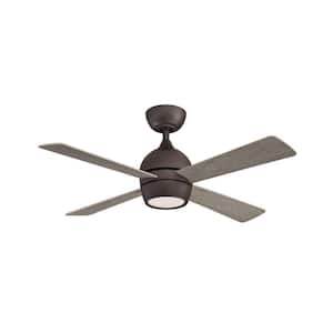 Kwad 44 in. Integrated LED Matte Greige Ceiling Fan with Opal Frosted Glass Light Kit and Remote Control