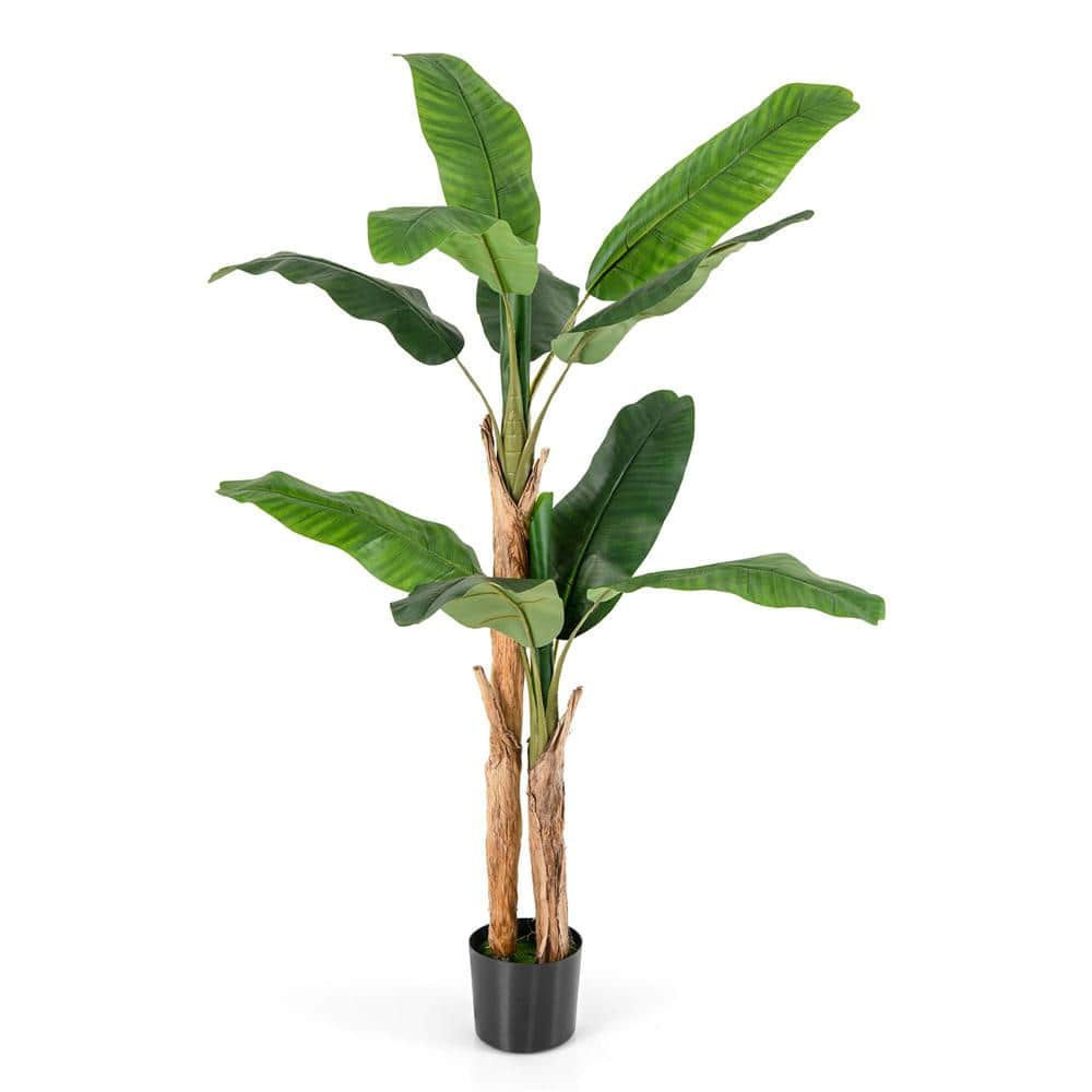 Costway 5.5 ft. Green Artificial Banana Tree with 10 Large Leaves ...