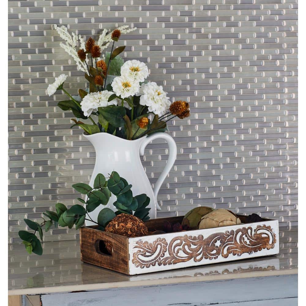 Traditional Mango Wood Rectangular Tray Set with Handles