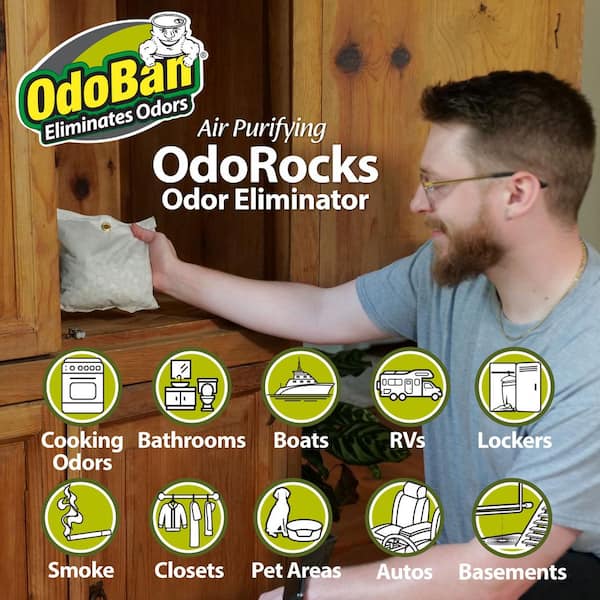 32 oz. OdoRocks Natural Volcanic Rock Odor Eliminator, Unscented Non-Toxic Rechargeable Odor Absorber Bag for Car & Home