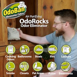32 oz. OdoRocks Natural Volcanic Rock Odor Eliminator, Unscented Non-Toxic Rechargeable Odor Absorber Bag (12-Pack)