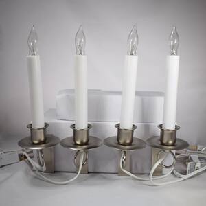 12 in. Electric Christmas Window Candles with Pewter Holder (Set of 4)