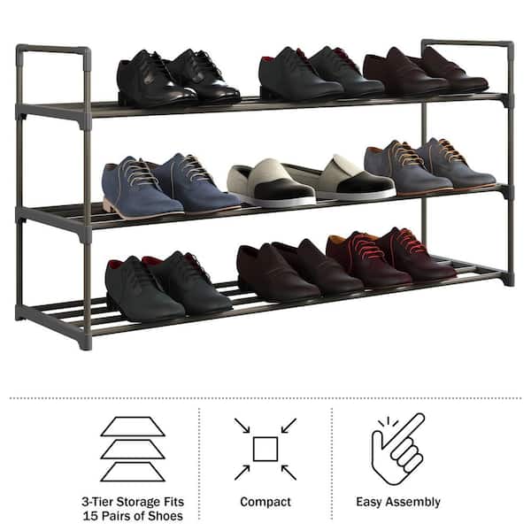 Great Choice Products Long 3 Tier Shoe Rack For Entryway, Closet Floor, Wide  Shoe Storage Organizer