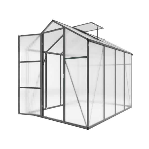 8 ft. W x 6 ft. D Black Aluminum Heavy Duty Walk-in Greenhouses for Outdoor Backyard
