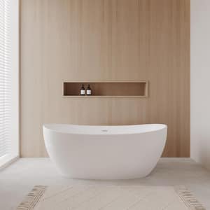 Rebecca 60 in. Acrylic Flatbottom Bathtub in White with Shiny White Trim