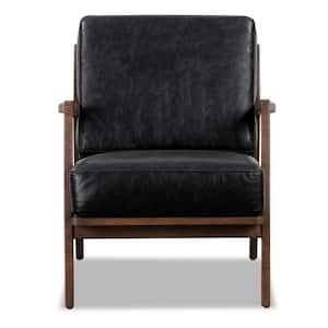 Verity Onyx Black Leather Arm Chair (Set of 1)