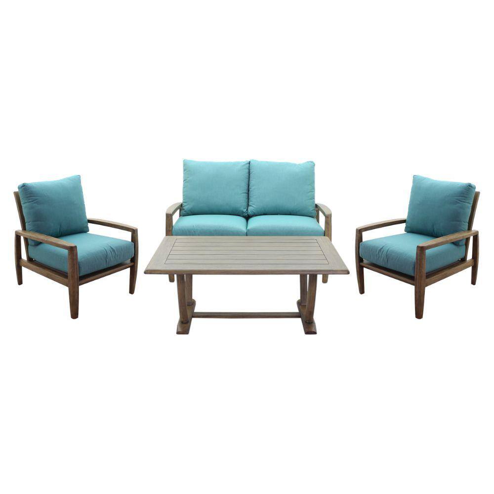 Courtyard Casual 4Piece Avalon FSC Teak Outdoor Seat Group with