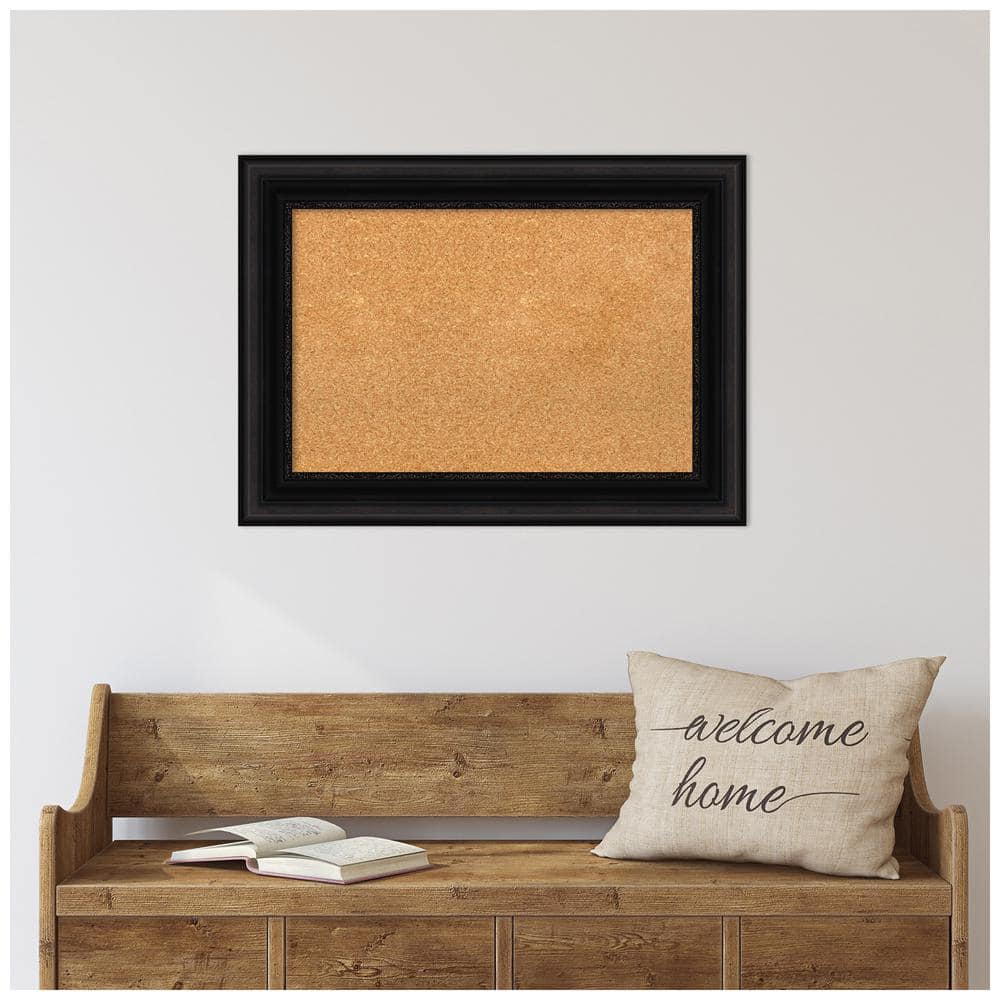 Amanti Art Black Framed Natural Cork Bulletin Board 30" x 22"