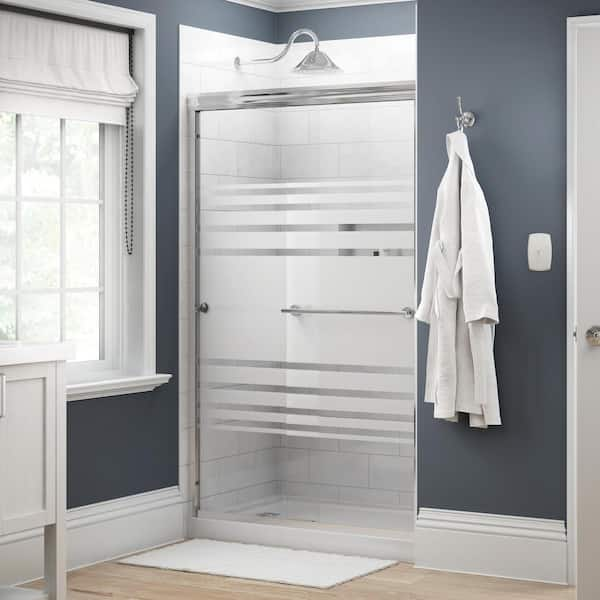 Delta Traditional 48 in. x 70 in. Semi-Frameless Sliding Shower Door in Chrome with 1/4 in. (6mm) Transition Glass