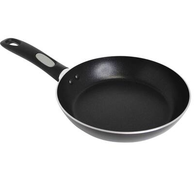 8 in. Aluminum Nonstick Frying Pan in Black with Glass Lid