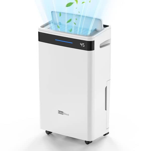 Edendirect 60 pt. 4500 sq. ft. Portable Dehumidifier for Basement in White, with Drain Hose, 6L Bucket, Continuous Run, Child Lock