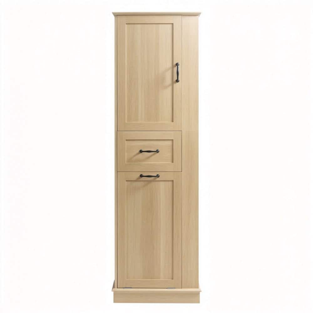 20.3 in. W x 13.8 in. D x 67.8 in. H White Linen Cabinet with Adjustable Shelves