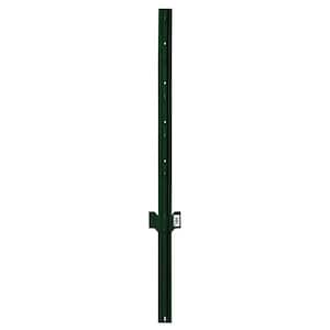 1-1/8 in. x 1-1/8 in. x 4 ft. Green Steel Fence U Post with Anchor Plate