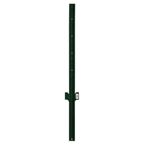 Everbilt 2-1/4 in. x 2-1/2 in. x 4 ft. Green Steel Fence U Post with Anchor Plate