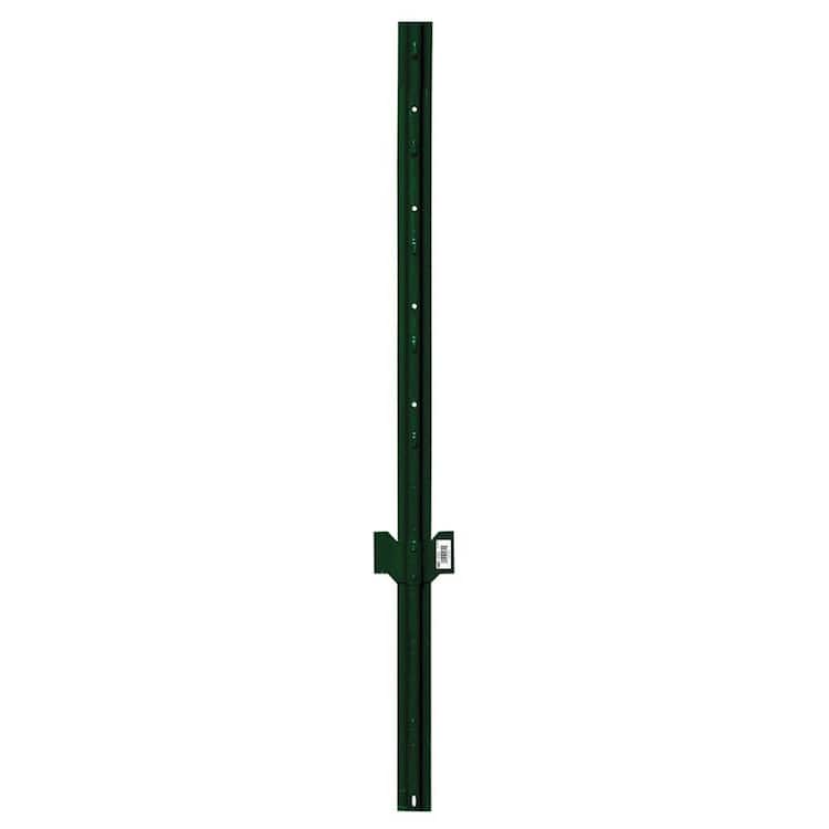 Everbilt 1-3/10 in. x 1-3/10 in. x 5 ft. 14-Gauge Powder Coated Steel Fence U-Post with Anchor Plate