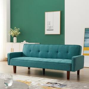 Green Linen Futon Sofa Bed