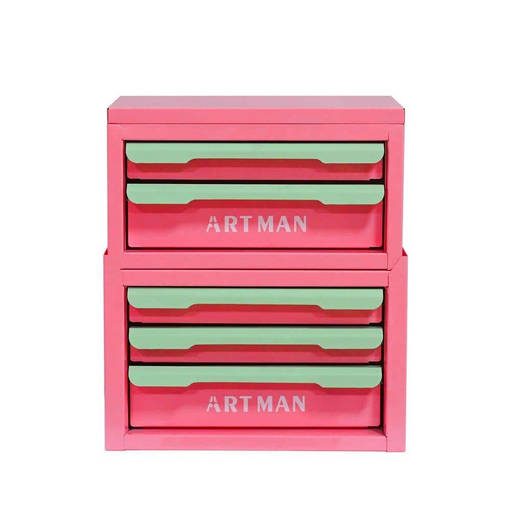 Computer Jewlery Box Pink Steel 2+3 layers Drawer-style Desktop Storage Jewelry Box, Office ...
