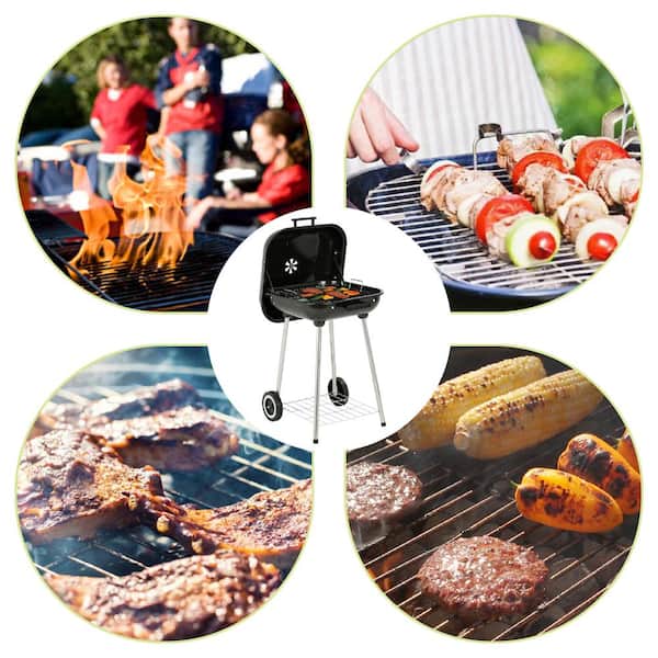 MASTER COOK 18 in. Portable Square Charcoal Grill With 2-Wheels in
