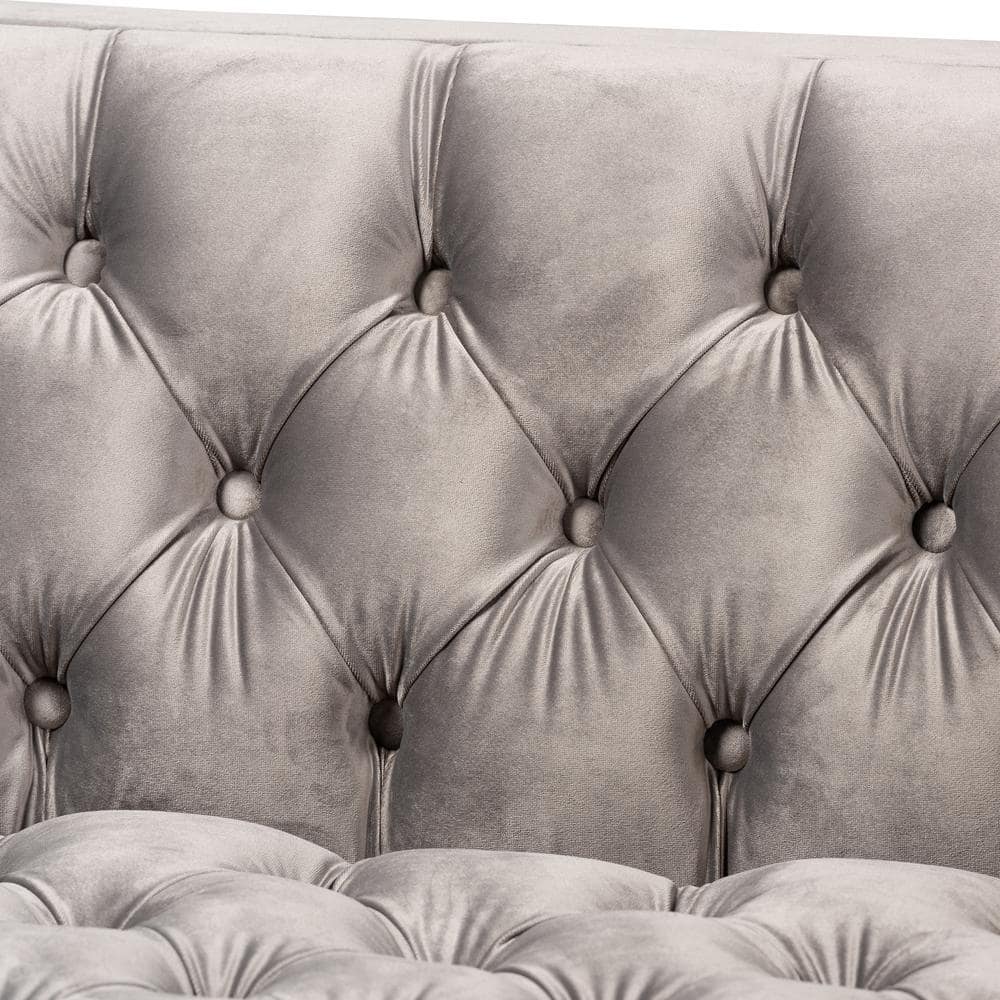 Zanetta Gray Tufted Velvet and Wood Sofa