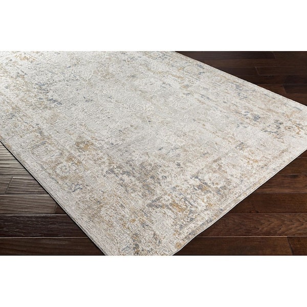 Carmel Light Gray Traditional Distressed 12 ft. x 15 ft. Area Rug