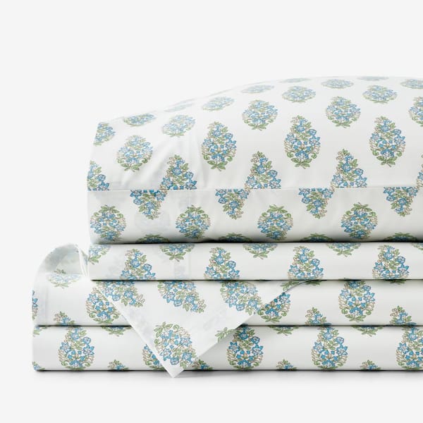 The Company Store Company Cotton Vandana Floral White Multi Cotton Percale Full Sheet Set