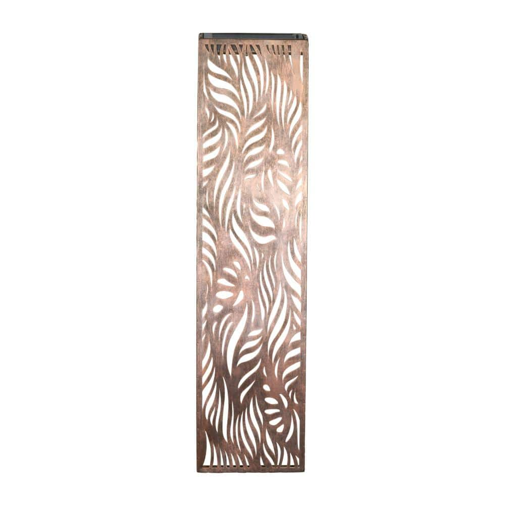 Exhart Solar Bronze Metal Gold Filigree Wall Panel Art with Leaf Pattern  8x2x33 inches