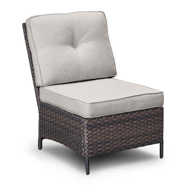 Gymojoy Carolina Wicker Outdoor Sectional with Beige Cushions