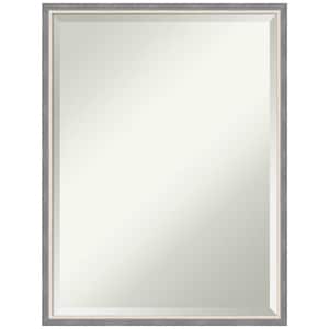Theo Grey Narrow 19.25 in. x 25.25 in. Beveled Modern Rectangle Wood Framed Wall Mirror in Gray
