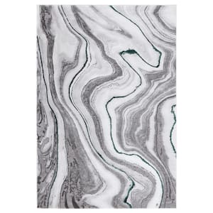 Craft Gray/Green 7 ft. x 9 ft. Marbled Abstract Area Rug