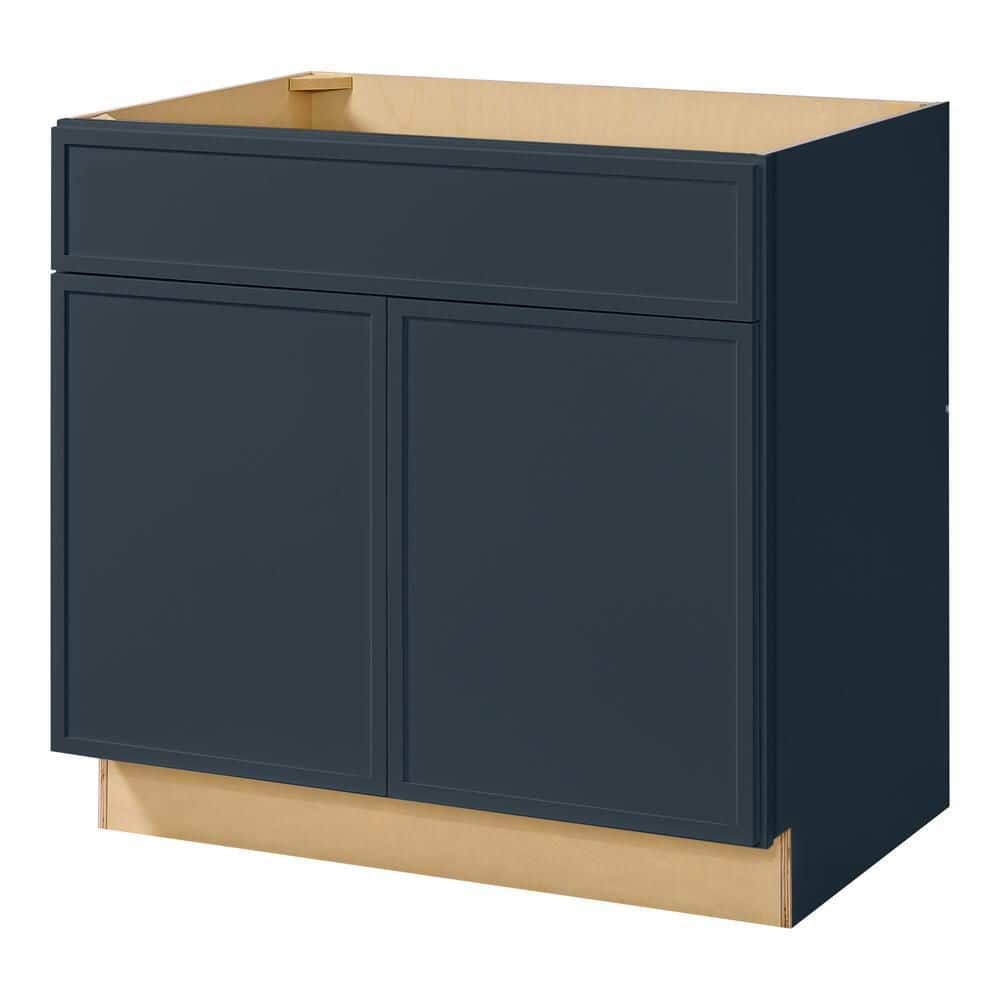 Leyton 36 in. W x 24 in. D x 34.5 in. H Ready to Assemble Plywood Slim Shaker Sink Base Kitchen Cabinet in Ink Blue price history on PriceWatchPro