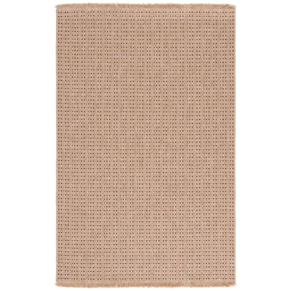 Retreat Natural/Brown 8 ft. x 10 ft. Solid Dots Indoor/Outdoor Area Rug