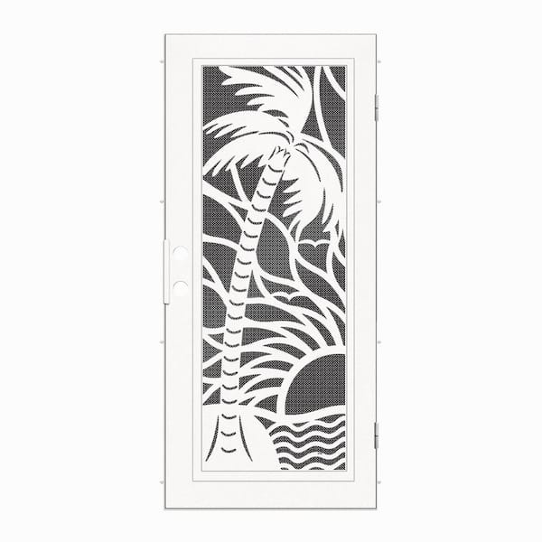 Unique Home Designs Playa 36 in. x 80 in. Left-Hand/Outswing White Aluminum Security Door with Meshtec Screen