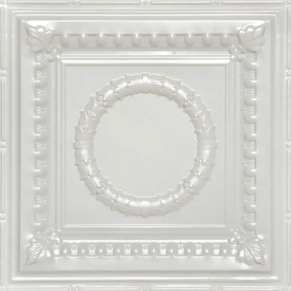 FROM PLAIN TO BEAUTIFUL IN HOURS Victory Eggshell White 2 ft. x 2 ft. Decorative Nail Up Tin Ceiling Tile (48 sq. ft./Case)