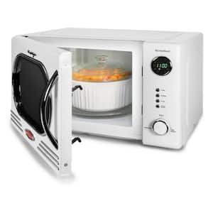 Retro 14.92 in. Wide 1.1 cu. ft. Electric 1000-Watts Microwave White with Child Safety Lock