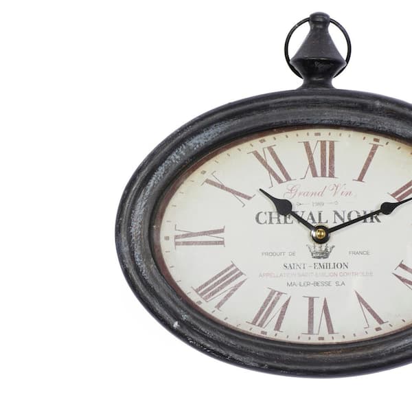 Cream Metal Pocket Watch Style Analog Wall Clock (Set of 2)