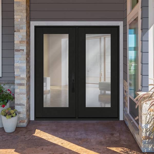 Regency 72 in. x 80 in. Full Lite Clear Glass Onyx LHIS Stained Fiberglass Retro Patio Door with 6 in. Jamb