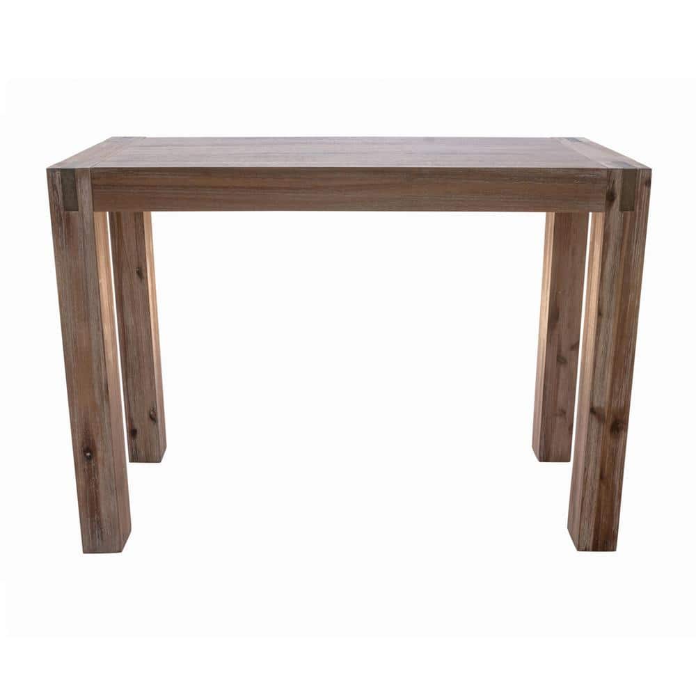 Woodstock Acacia Wood and Bronze Media Console Table, Brushed Driftwood