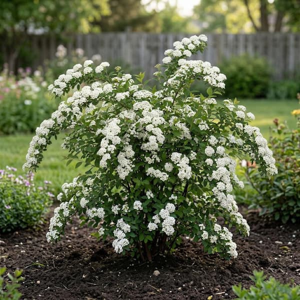 national PLANT NETWORK 2.25 Gal. Spirea Reeves Shrub with White