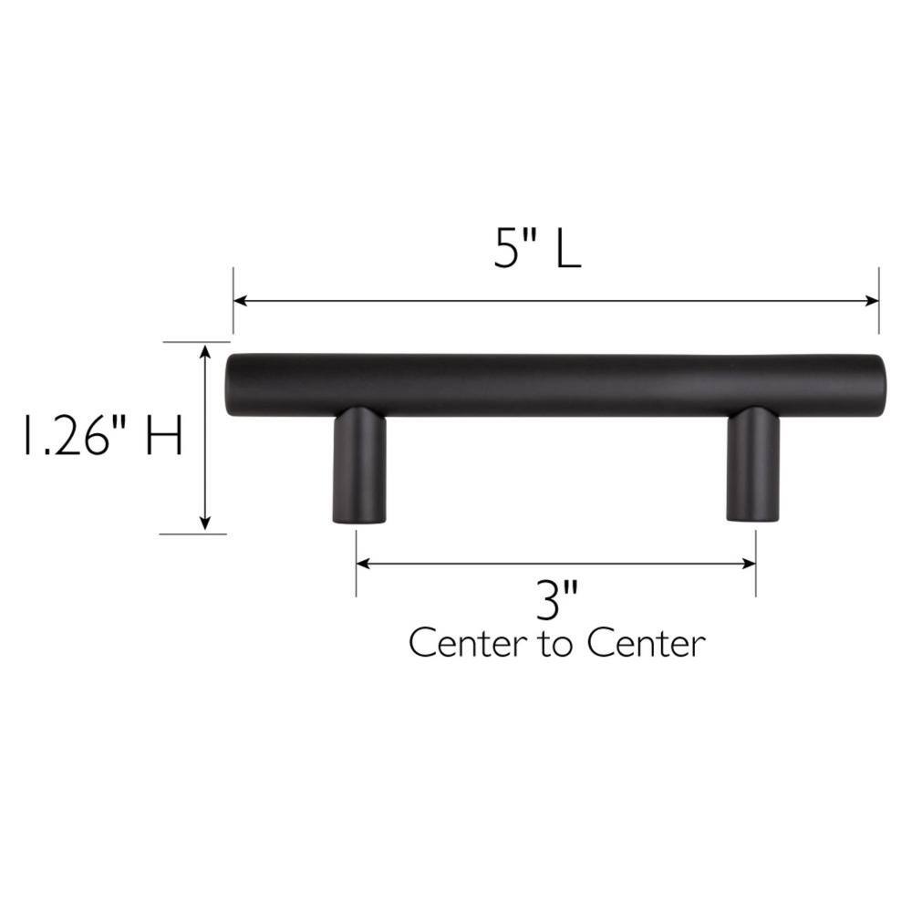 Matte Black Steel Modern Cabinet Bar Pulls with Mounting Hardware