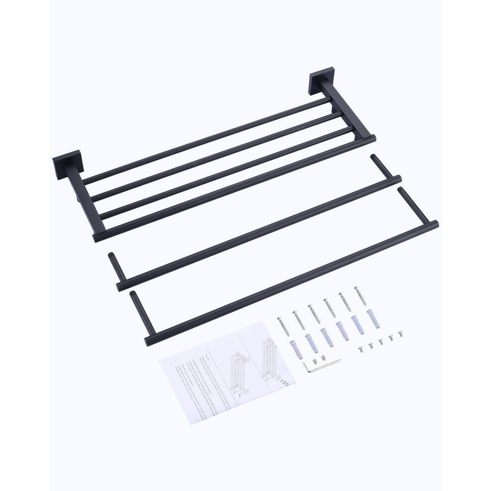 Matte Black 24" Stainless Steel Wall Mounted Towel Rack