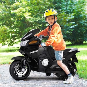 12-Volt Kids Motorcycle Electric Ride on Toy Motorbike Vehicle with Training Wheels, Black