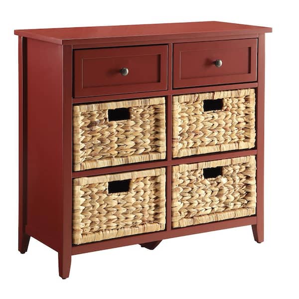 Acme Furniture Flavius Burgundy 6 Drawers Accent Chest