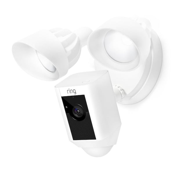 Ring Outdoor Wi-Fi Wired Standard Surveillance Camera with Motion Activated Floodlight White Certified Refurbished